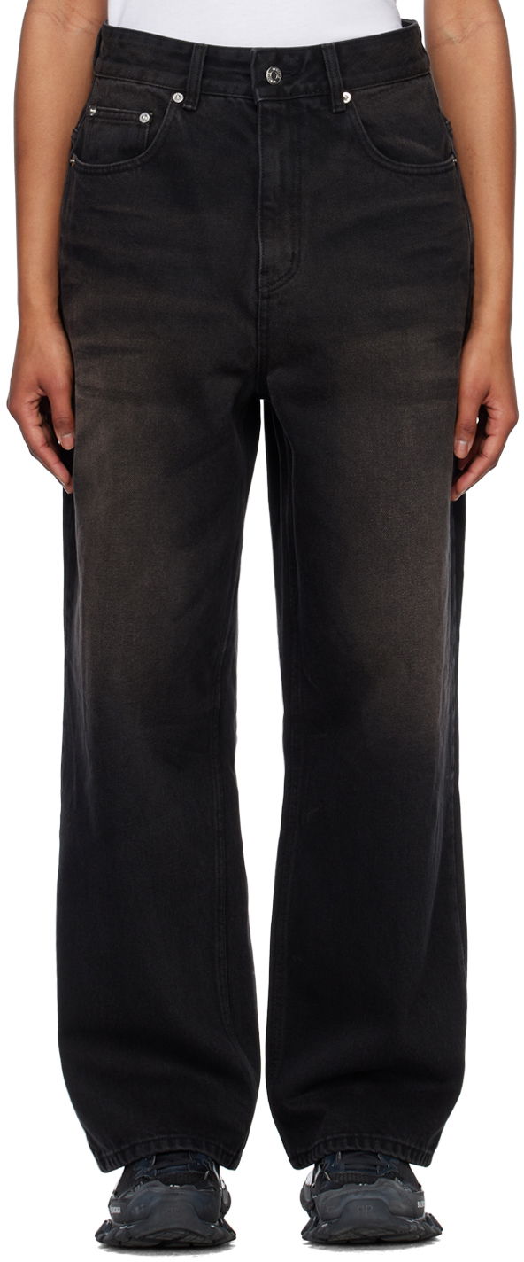 Jeans We11done We11done Wide-Leg Jeans Crna | WD-DP1-23-357-W-BK