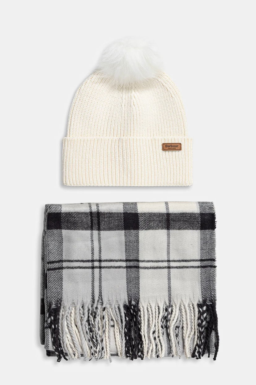 Šal Barbour Barbour Beanie Hat and Scarf Set Bijela | LGS0054