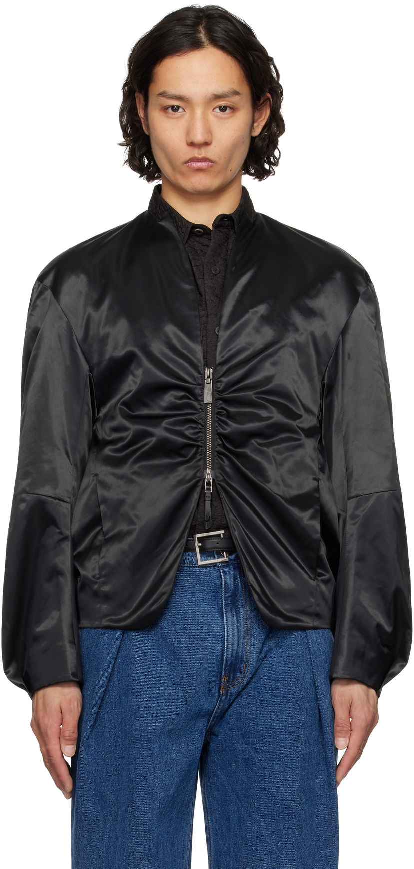 Bomber jakna ADER ERROR ADER error Product. 20 Ruched Satin Jacket Crna | BO01SSJK0802BK
