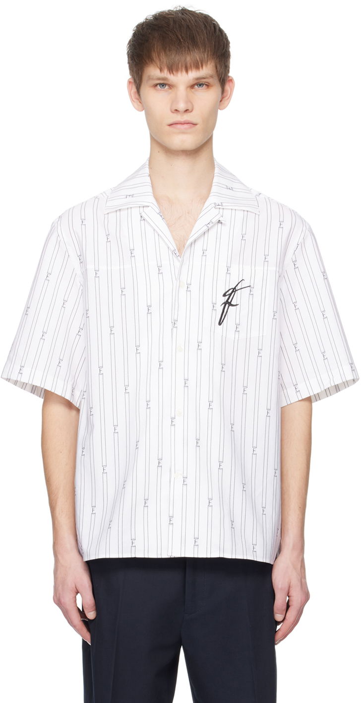 Košulja FERRAGAMO Bowling Collar Pinstripe Shirt Bijela | 770864