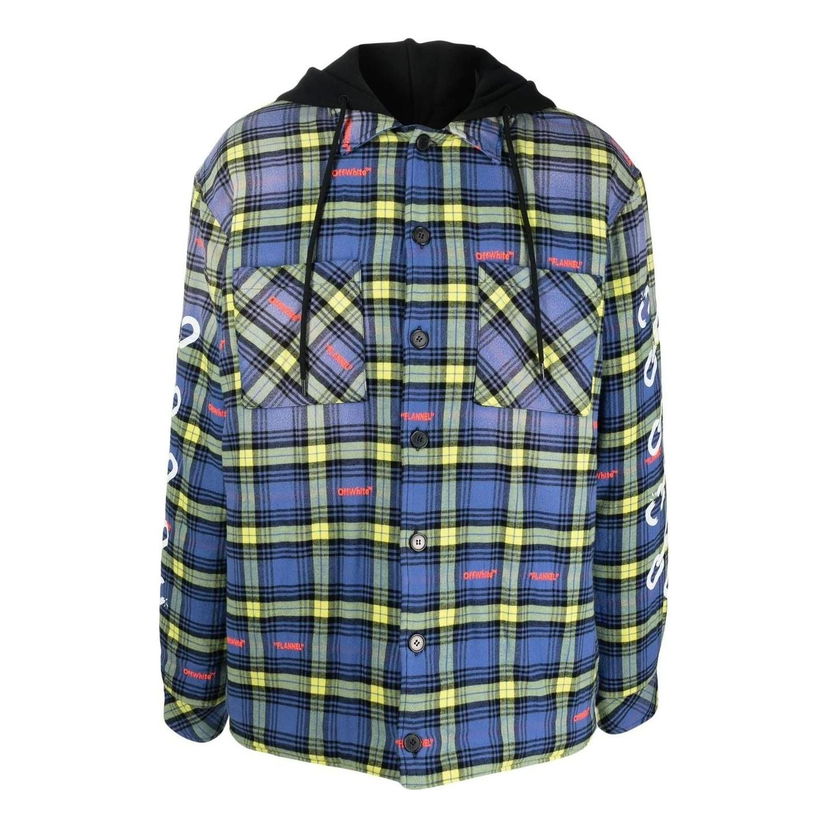 Košulja Off-White Off-White Plaid Hooded Shirt Plava | OMEA360F22FAB0024201
