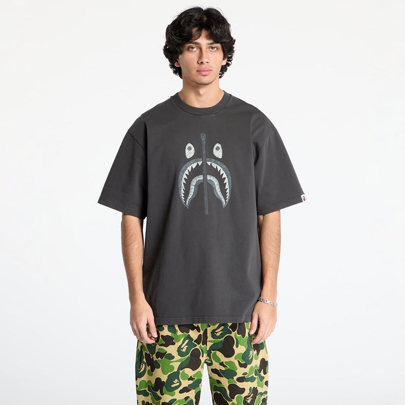 Majica kratkih rukava BAPE Garment Dye Shark Relaxed Fit Tee Siva | 001CSK801316M BLK