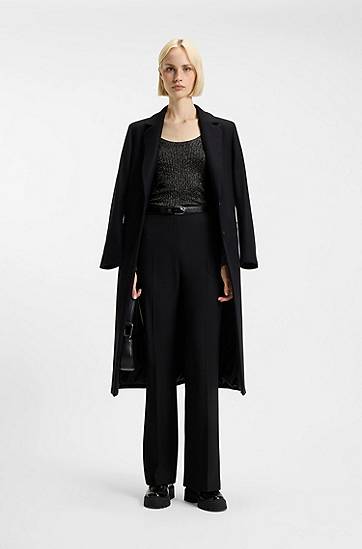 Džemper BOSS Sparkling Mixed-Rib Long-Sleeve Scoop-Neck Sweater Crna | 50548250, 1