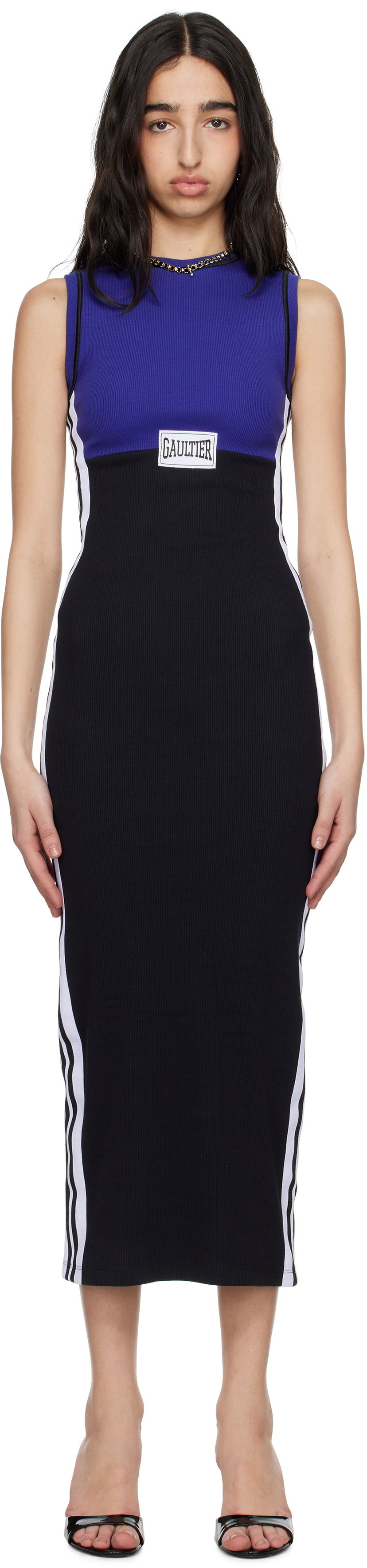 Haljina Jean Paul Gaultier Jean Paul Gaultier Cotton Ribbed Midi Dress Crna | 25/34-F-RO408P-J088-5900