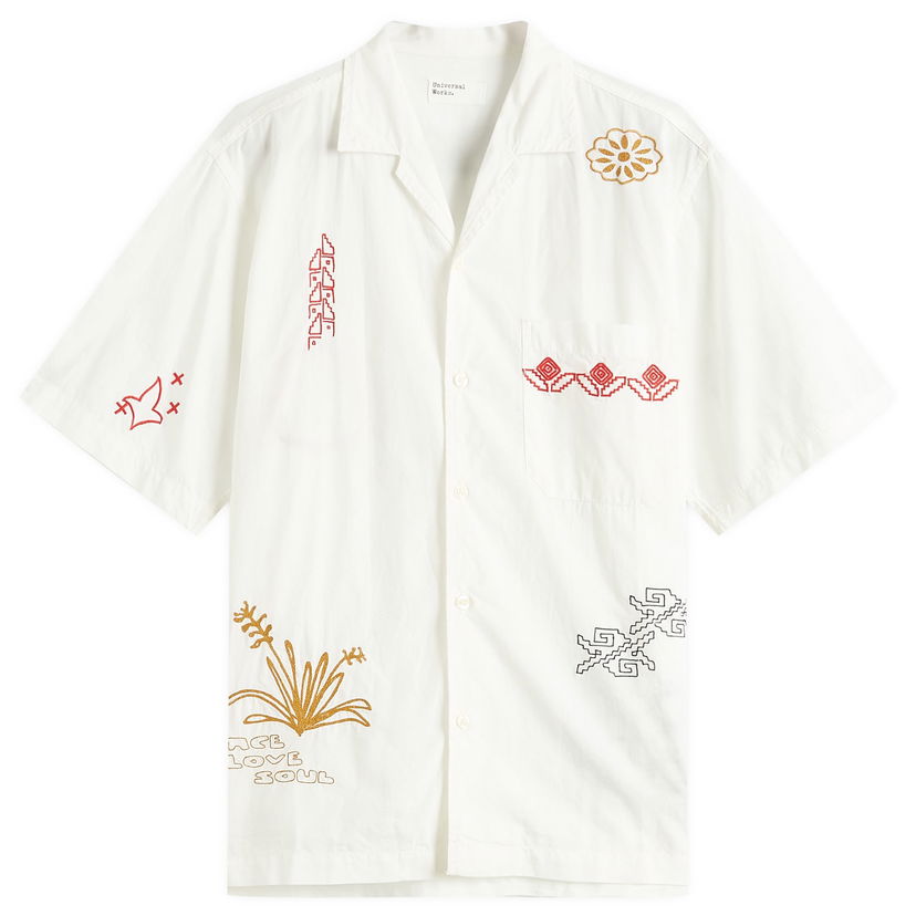 Košulja Universal Works Embroidered Minari Vacation Shirt, Size Large Bijela | P32066-ECR