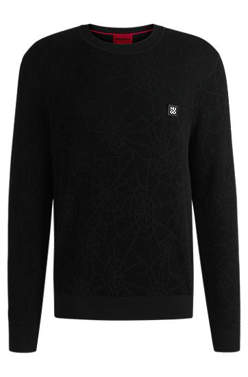 Džemper BOSS Regular-Fit Spiderweb Sweater Crna | 50532075