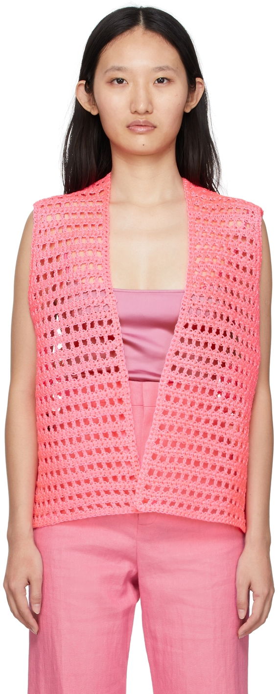Prsluk Jacquemus Crochet Open Front Vest Ružičasta | 22E225JA009-1048