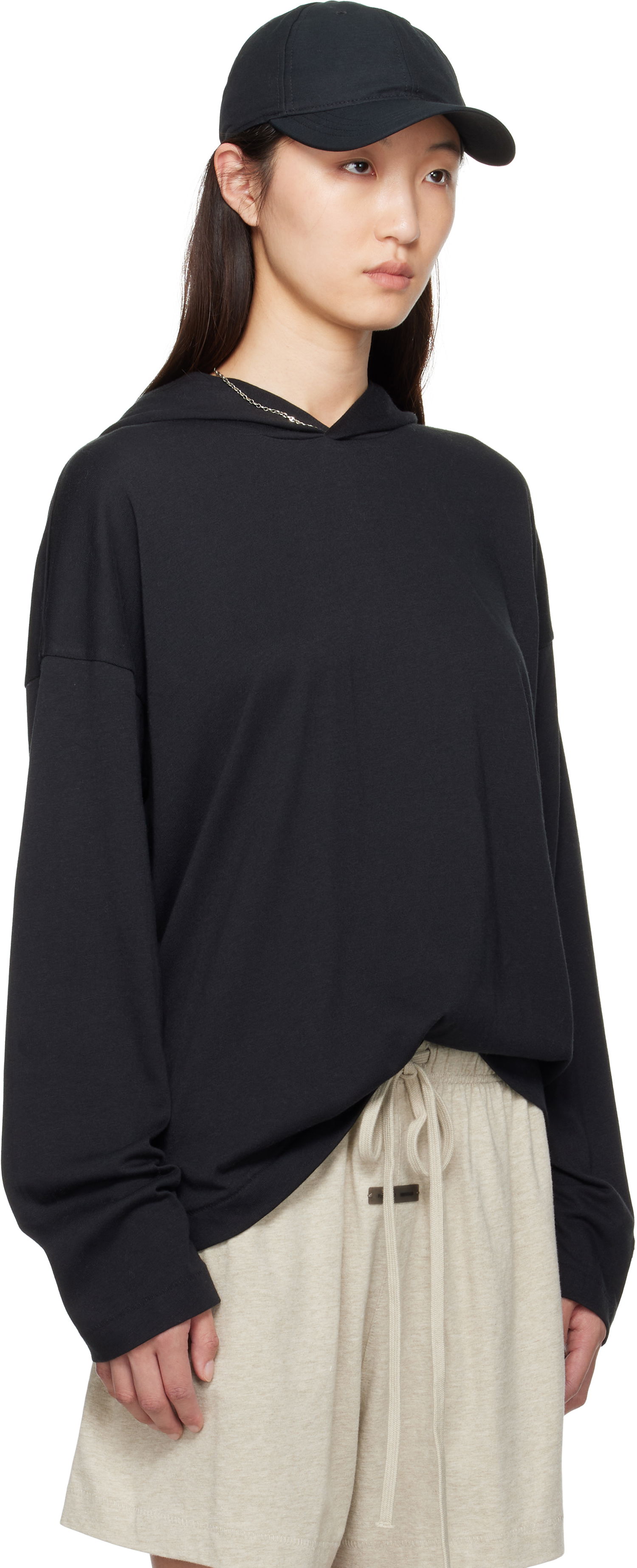 Dukserice Fear of God Fear of God ESSENTIALS Long Sleeve Hoodie Crna | 125SP257040FW, 1