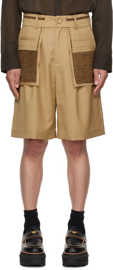 Kratke hlače Feng Chen Wang Feng Chen Wang Deconstructed Patchwork Shorts Bež | FUS19ST02K, 0