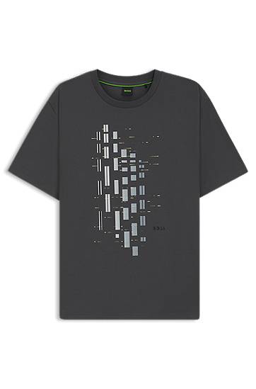 Majica kratkih rukava BOSS Stretch Cotton Tee with Geometric Print Siva | 50543808