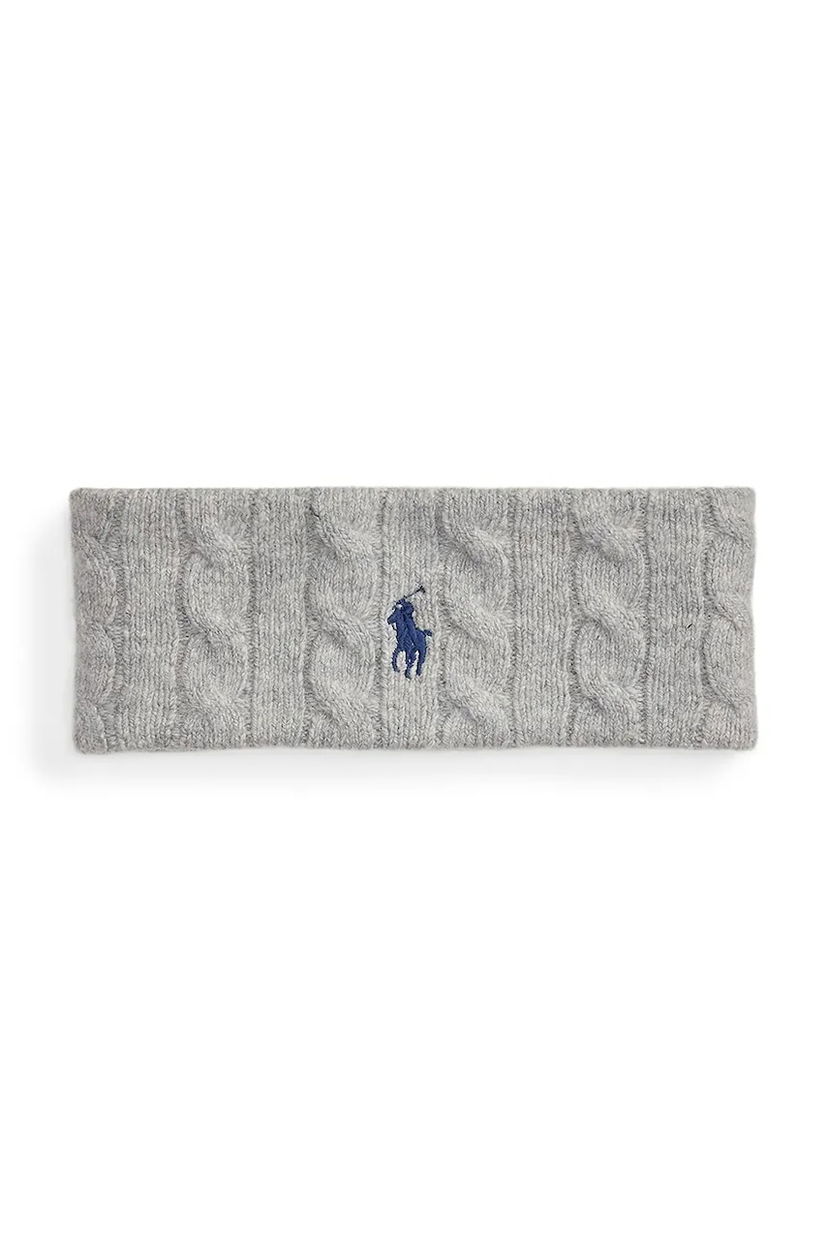 Kape i šeširi Polo by Ralph Lauren Wool Blend Cable Knit Headband Siva | 455981426002