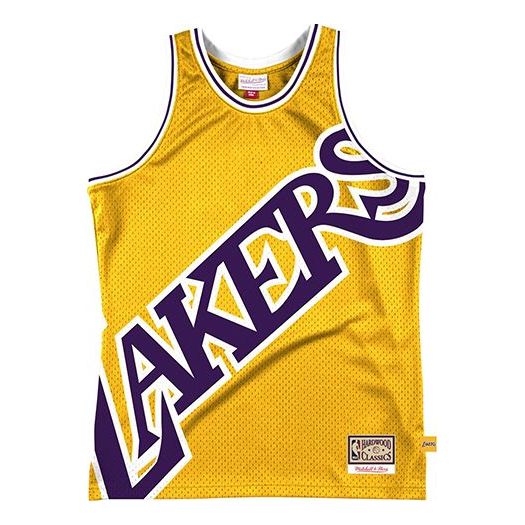 Majica bez rukava Mitchell & Ness Los Angeles Lakers Big Face 2.0 Jersey Žuta | MSTKBW19146-LALLTGD