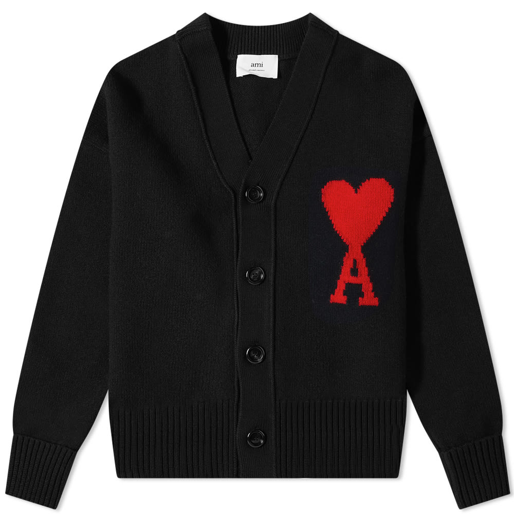 Džemper AMI Large A Heart Cardigan Crna | BFUKC002-018-009, 0
