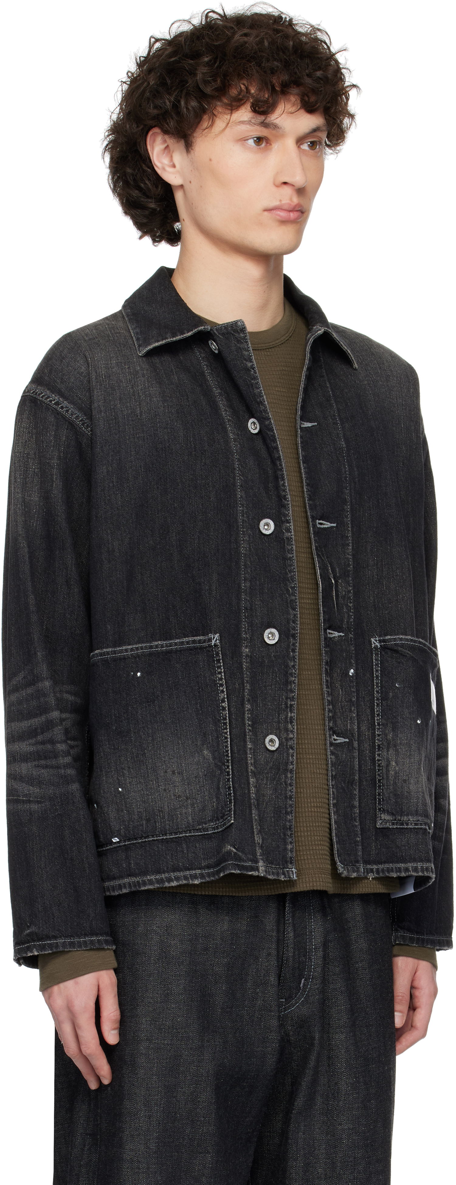 Jakna Neighborhood Neighborhood Washed Denim Coverall Jacket Crna | 251SPNH-JKM02, 1