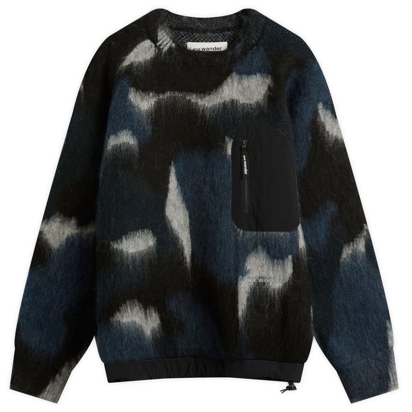 Džemper and wander Shaggy Knit Sweater with Pocket Plava | 5745284064-404