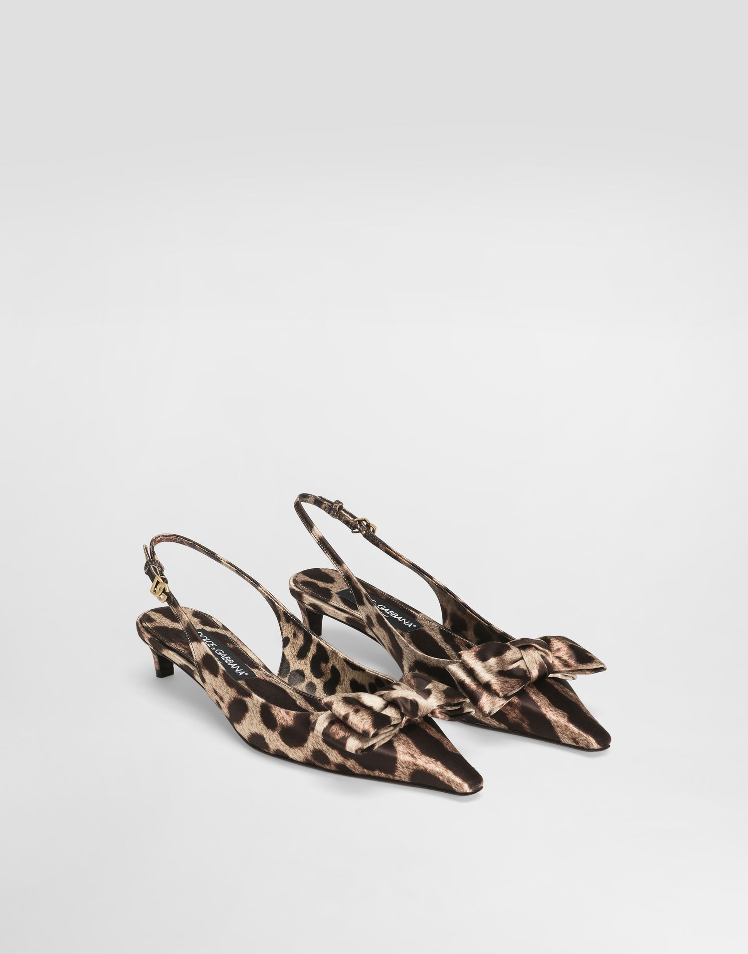 Tenisice i cipele Dolce & Gabbana Leopard-Print Satin Slingbacks With Bow Smeđa | CG0843A6Q83HY13M, 1
