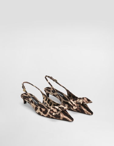 Tenisice i cipele Dolce & Gabbana Leopard-Print Satin Slingbacks With Bow Smeđa | CG0843A6Q83HY13M, 1