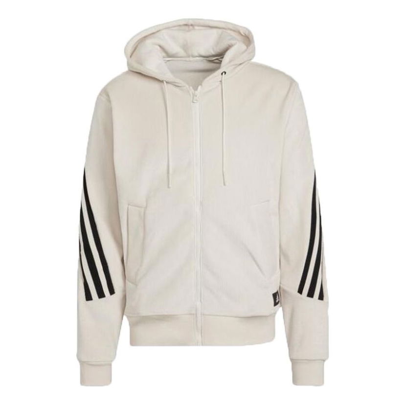 Dukserice adidas Originals Adidas Back Stripe Velvet Hooded Jacket Bež | H47895