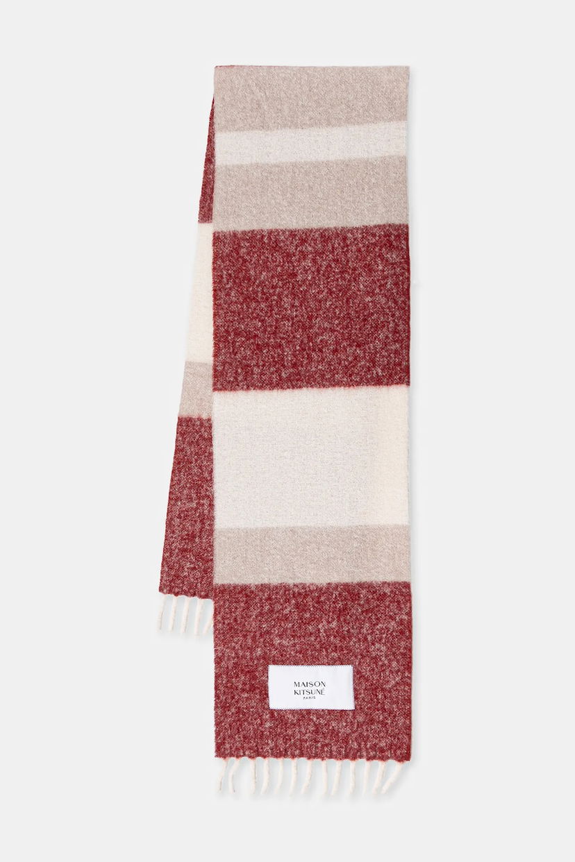 Šal MAISON KITSUNÉ Alpaca Striped Scarf Višebojno | PM06203WA0022