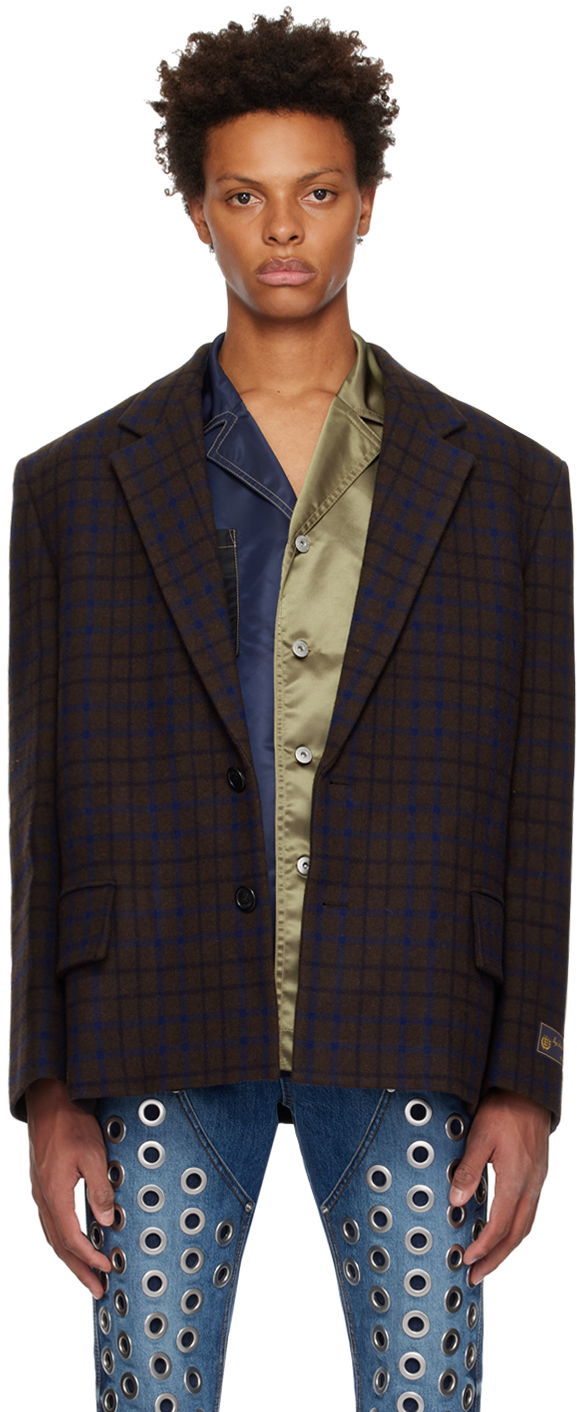 Jakna We11done Check Blazer Smeđa | WD-JK3-22-102-M-BR