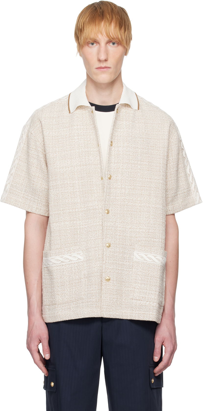 Košulja Drôle de Monsieur Drôle De Monsieur 'La Chemise Tweed' Button-Up Shirt Bež | G-SH216-CO186-BG
