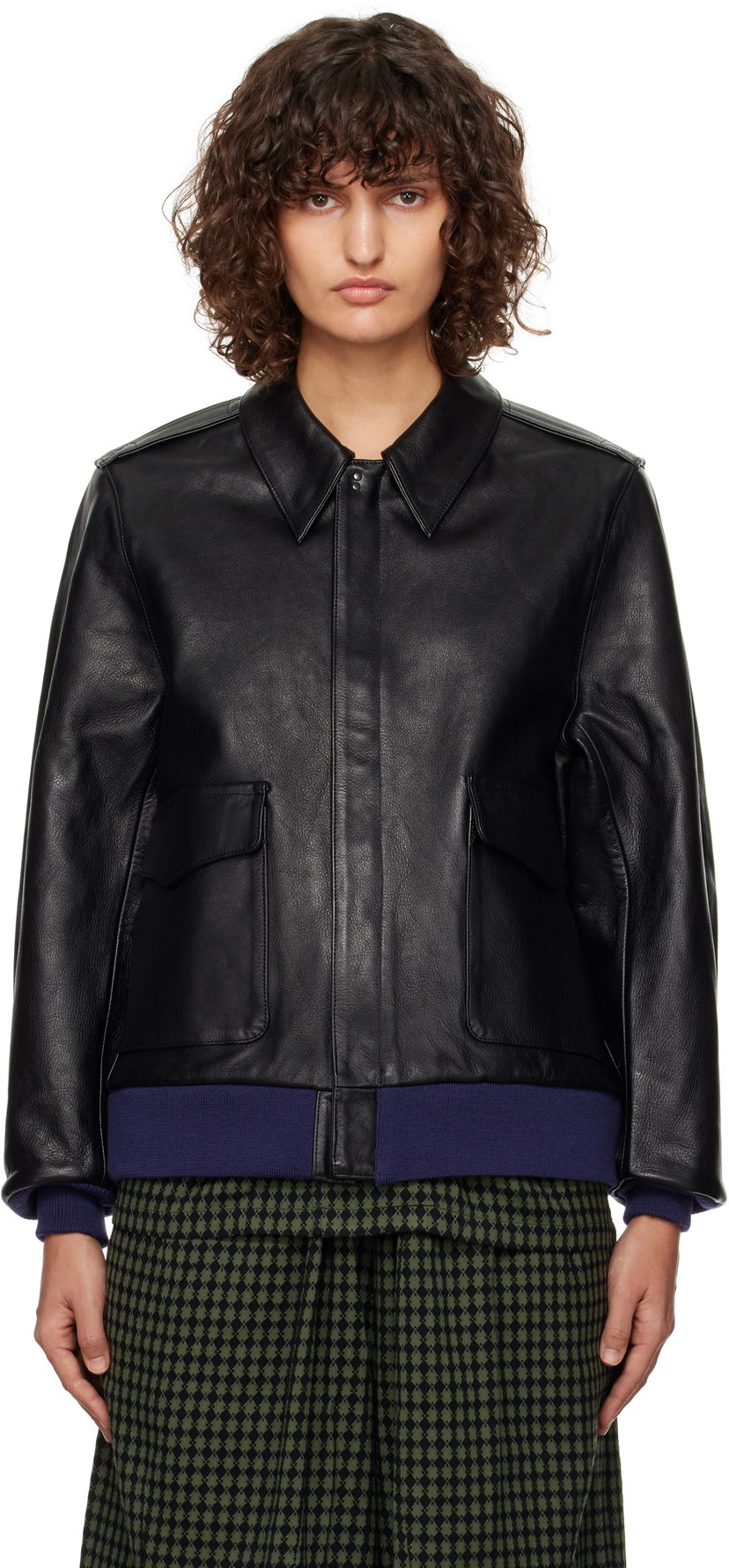 Bomber jakna Needles Leather Crna | PU082