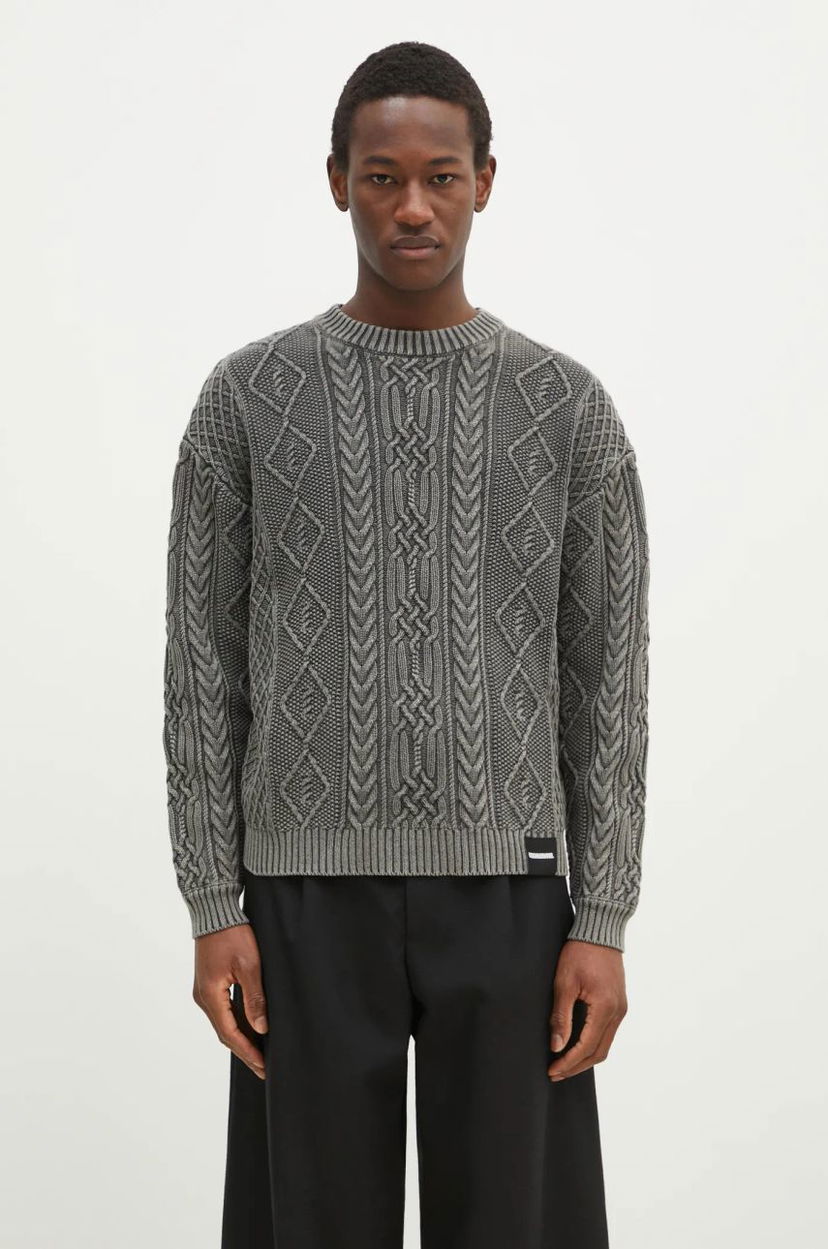 Džemper Neighborhood NEIGHBORHOOD Cable Knit Sweater Siva | 24213NH.KNM01