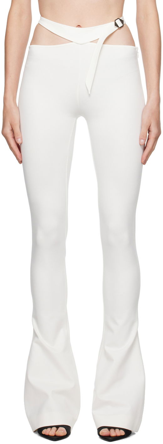 Hlače The Attico Attico Pin-Buckle Flare Pants Bijela | 241WCP166 RY02