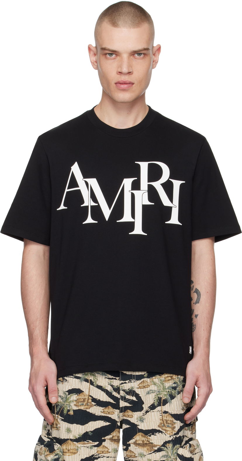 Majica kratkih rukava AMIRI Staggered Logo T-Shirt Crna | AMJYTE1149