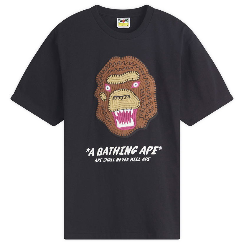 Majica kratkih rukava BAPE Embroidered Souvenir Logo T-Shirt, Large, A Bathing Ape Crna | 001TEL301049M-BLK