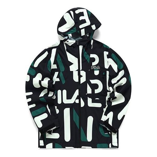 Vjetrovka FILA FILA Full Print Casual Hooded Jacket Crna | F11M219707F-ZA