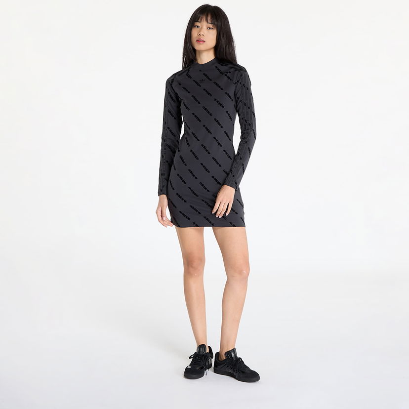 Haljina adidas Originals Dress adidas Monogram Bodycon Dress Carbon S Crna | JE8358