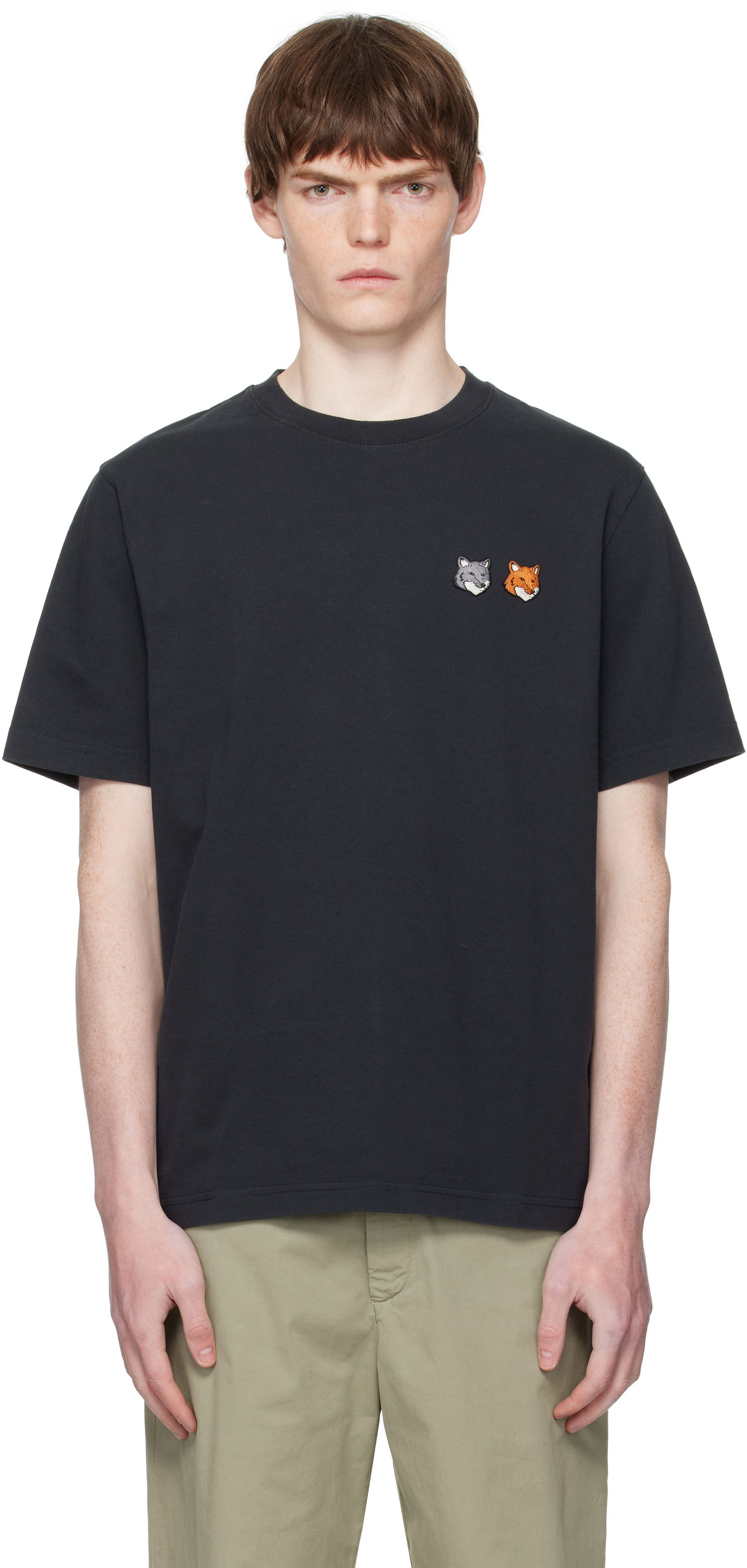 Majica kratkih rukava MAISON KITSUNÉ Maison Kitsuné Double Fox Head Comfort T-Shirt Crna | OM011CFKJ0118, 0
