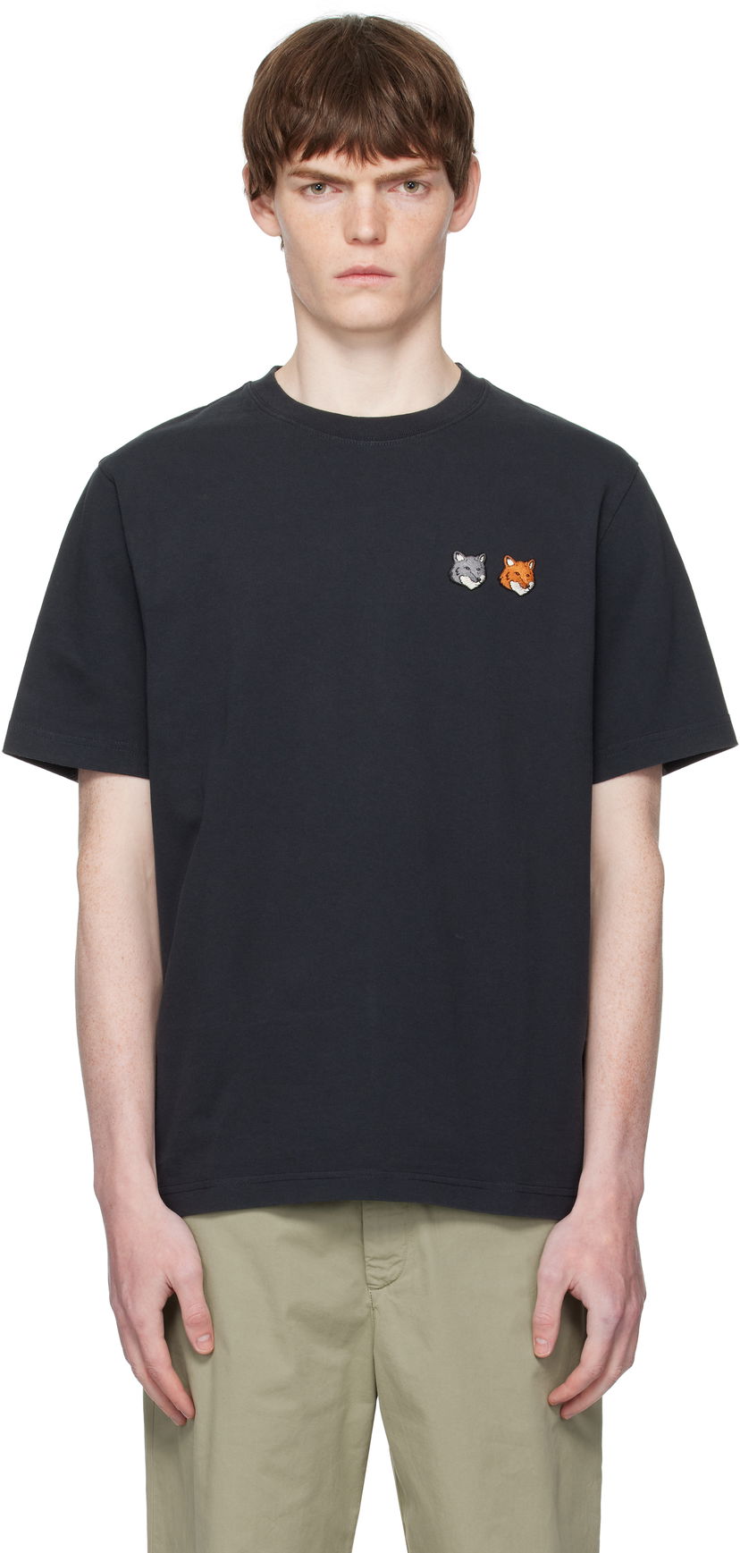 Majica kratkih rukava MAISON KITSUNÉ Maison Kitsuné Double Fox Head Comfort T-Shirt Crna | OM011CFKJ0118