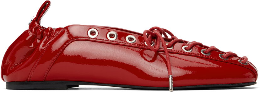 Odjeća GANNI GANNI Lace-Up Ballerina Flats Crvena | S3087
