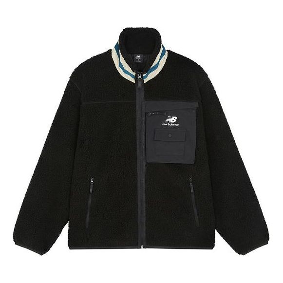 Bomber jakna New Balance Stand Collar Fleece Jacket Crna | AMJ13393-BK