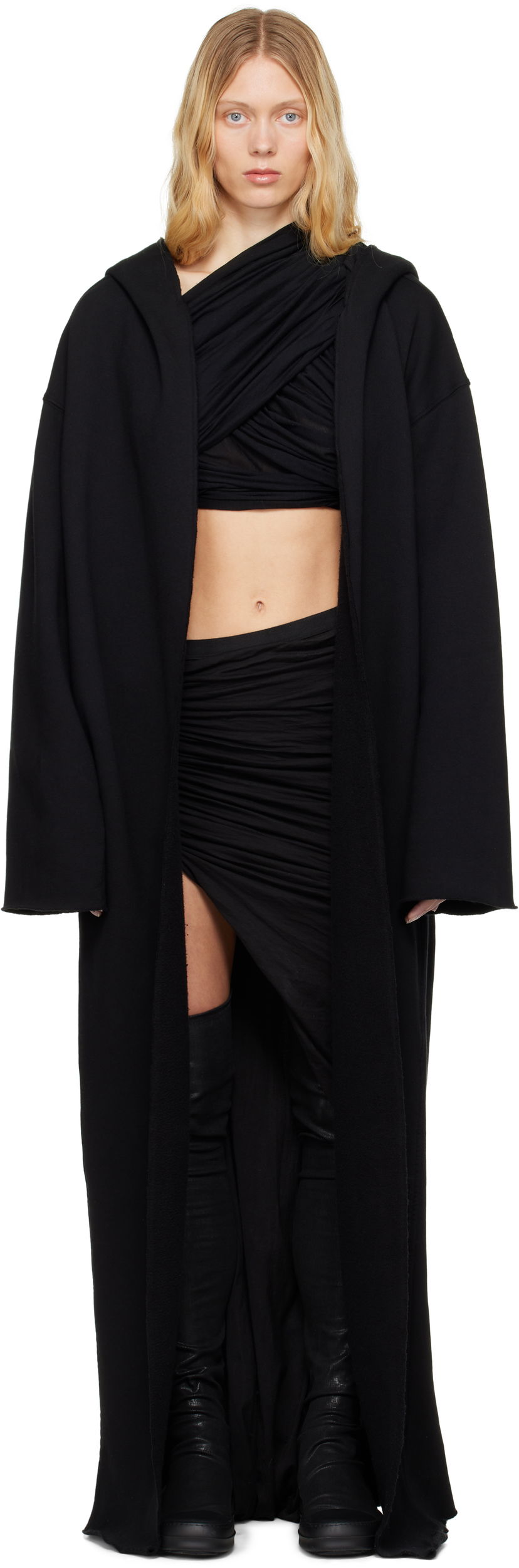 Dukserice Rick Owens Rick Owens DRKSHDW Hollywood Dragging Peter Hoodie Crna | DS01E3248 F