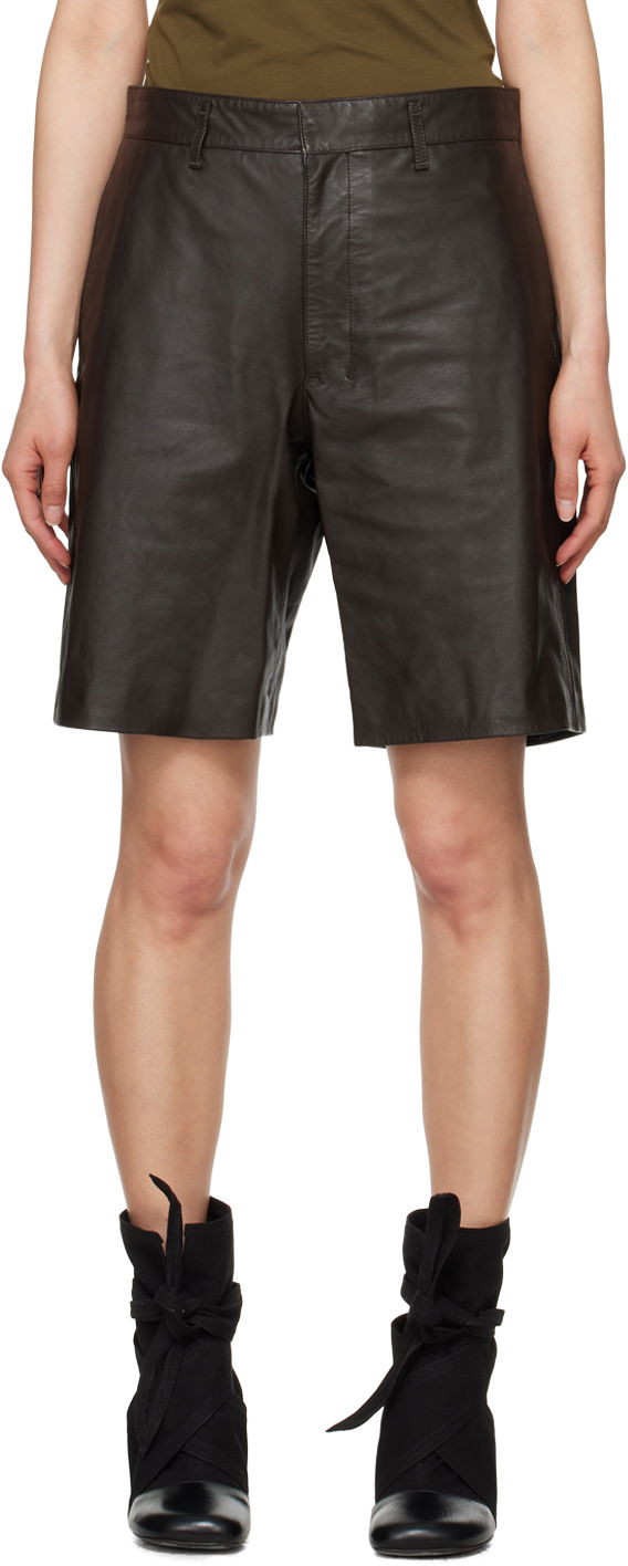 Kratke hlače LEMAIRE Lemaire Lined Leather Shorts Smeđa | PA1109 LL0068