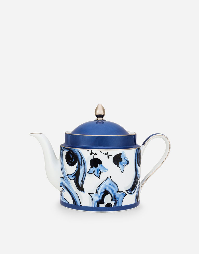 Home decor Dolce & Gabbana Porcelain Teapot With Floral Print Plava | TC0127TCA39UB004