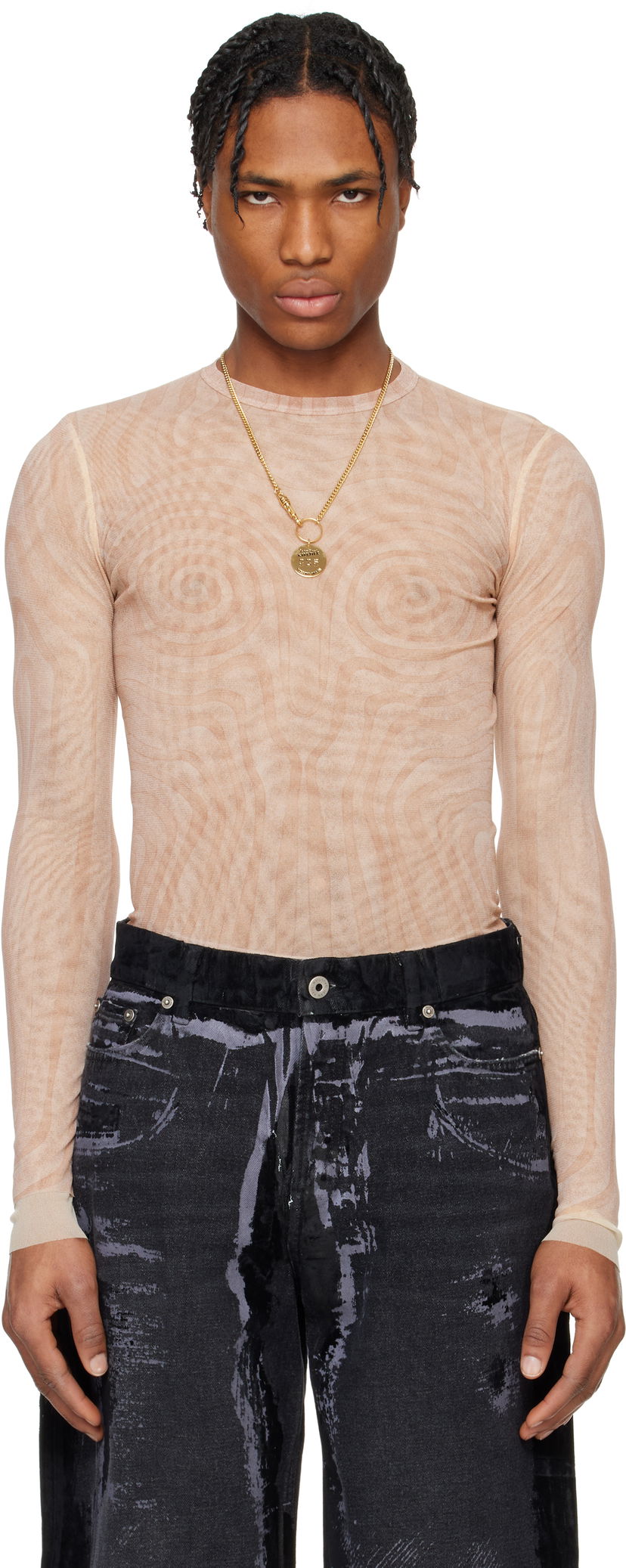 Majica kratkih rukava Jean Paul Gaultier Jean Paul Gaultier 'The Spirale' Long Sleeve T-Shirt Bež | 25/34-F-TO270-T587-2026