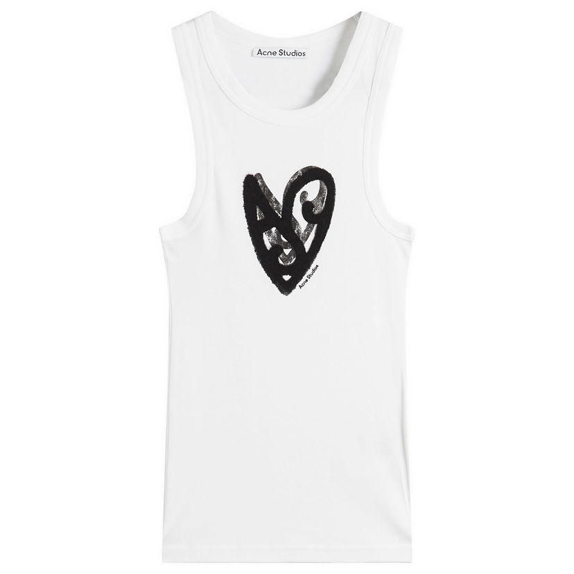 Majica bez rukava Acne Studios Women's Sleeveless T-Shirt with AS Heart Print Bijela | CL0358-183