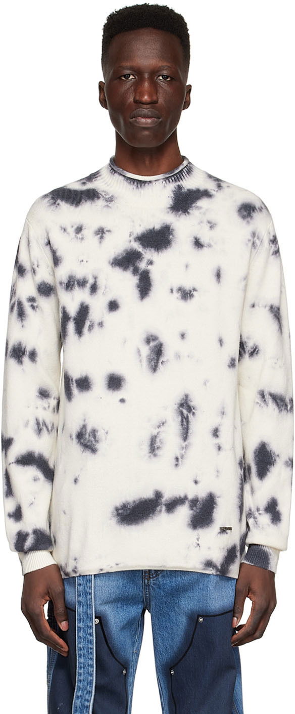 Džemper We11done Tie-Dye Wool Sweater Bijela | WD-KT1-22-604-U-BK