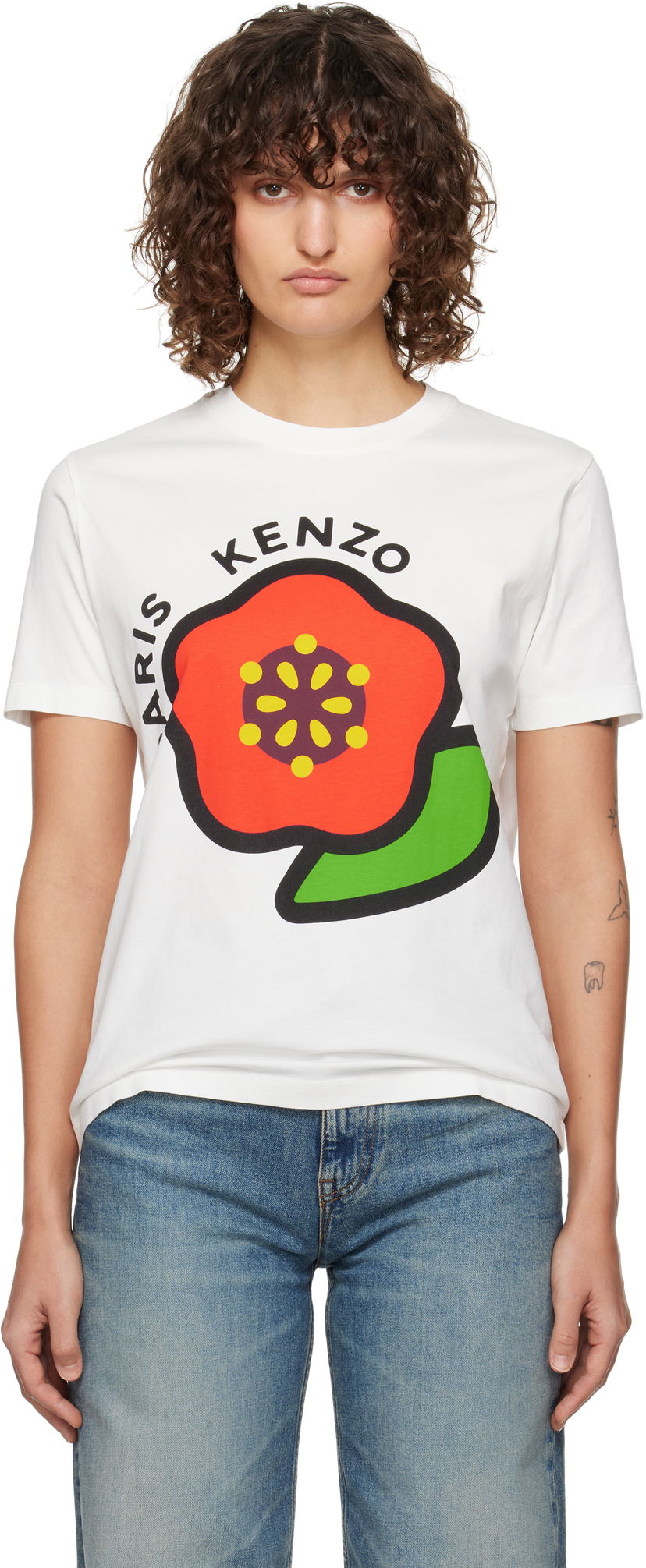 Majica kratkih rukava KENZO Pop Flower Graphic Loose T-Shirt Bijela | FF52TS1684SO