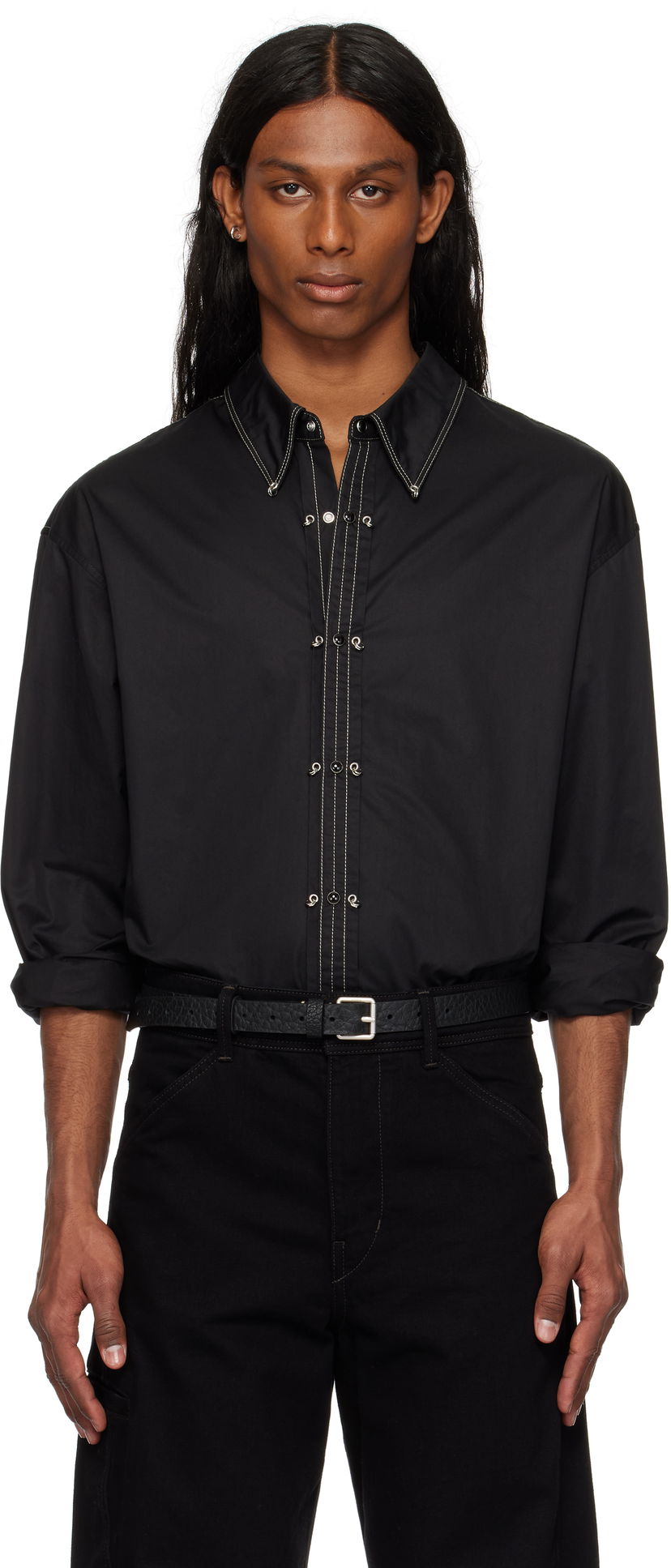 Košulja LEMAIRE Lemaire Embellished Metal Shirt Crna | SH1147 LF1207