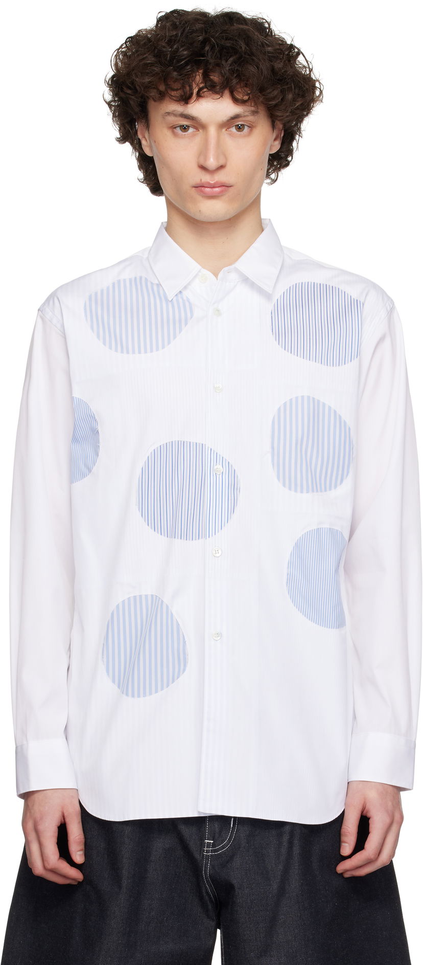 Košulja Comme des Garçons Comme des Garçons Shirt Plain & Stripe Shirt Bijela | FO-B015-S25