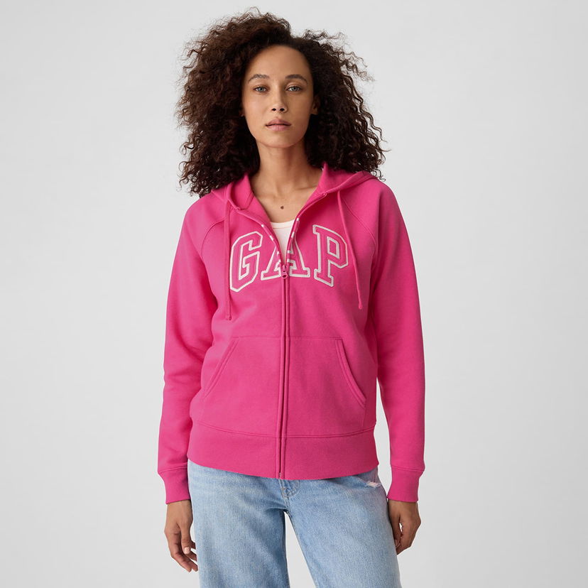 Dukserice GAP Sweatshirt Logo Full Zip Hoodie Sizzling Fuchsia XL Ružičasta | 873024-11