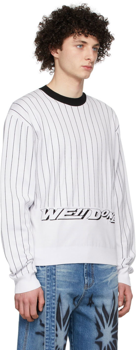 Džemper We11done We11done Pinstripe Rayon Sweater Bijela | WD-KT1-22-619-U-WH, 1
