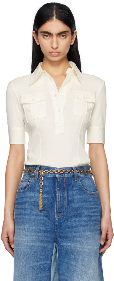 Polo majica CHLOÉ Chloé Short-Sleeve Utilitarian Polo Bijela | CH25SJH13182, 0