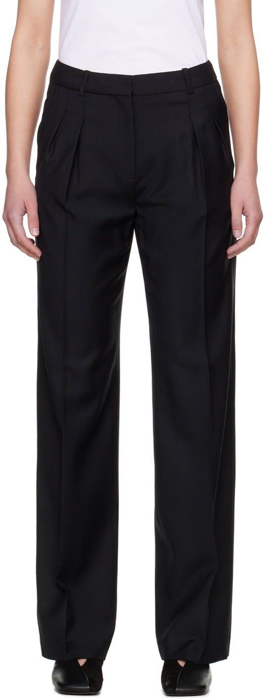 Hlače Loulou de Saison Loulou de Saison Sbiru Pleated Trousers Crna | SBIRU