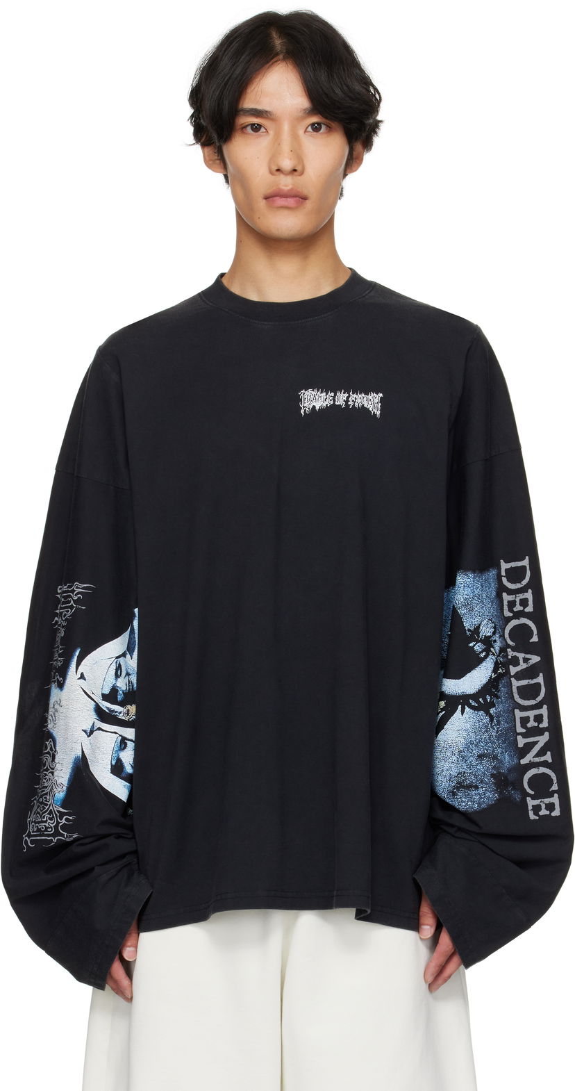 Majica kratkih rukava VETEMENTS Vetements Cradle of Filth 'Decadence' Cut-Up Longsleeve T-Shirt Crna | UCF76LS980B